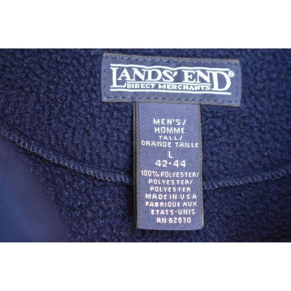 Men's Lands End Navy Blue Zip up Fleece Jacket L - Picture 4 of 6